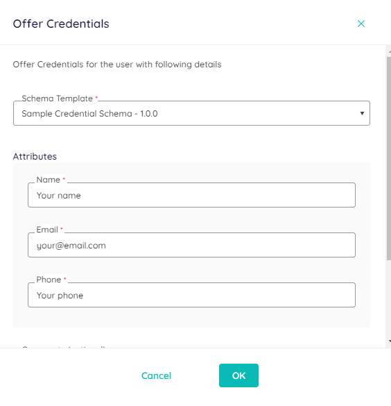 sample cred values