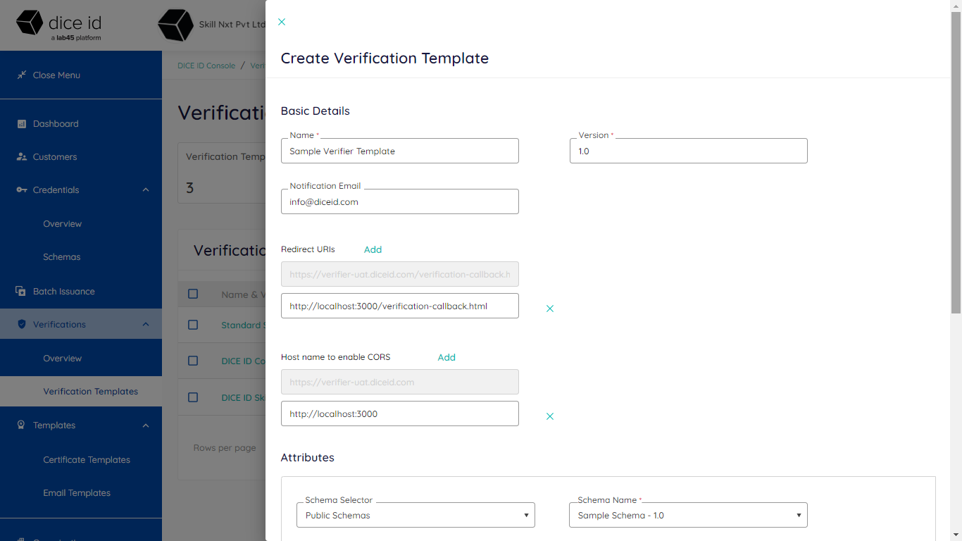 create verification template
